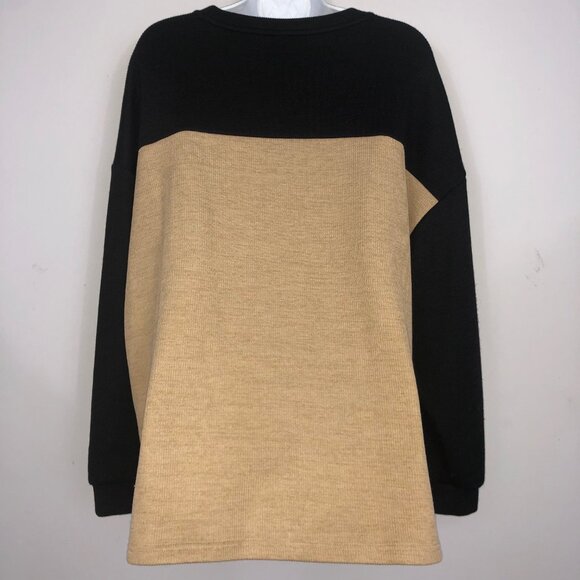 Shein Curve Sweater Womens 2XL Two Tone Black Tan Long Sleeve Pullover Crewneck - Picture 4 of 5